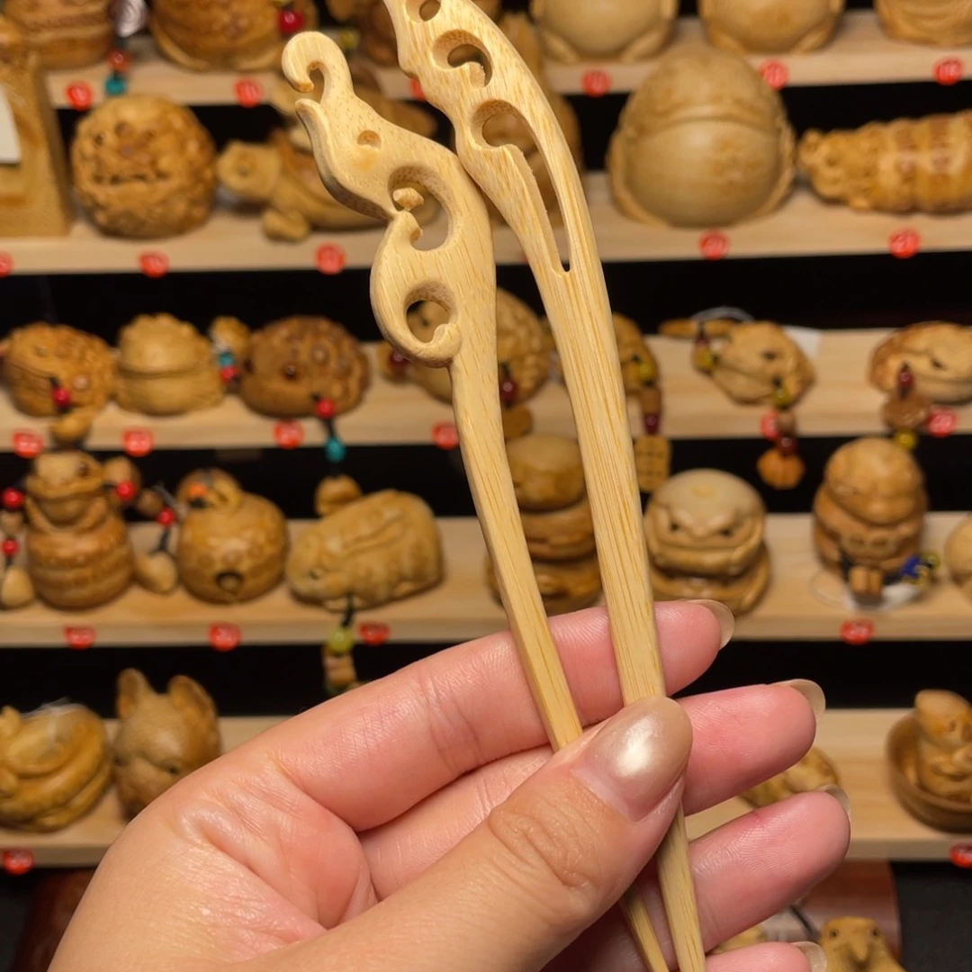 实心竹 龙凤竹簪子