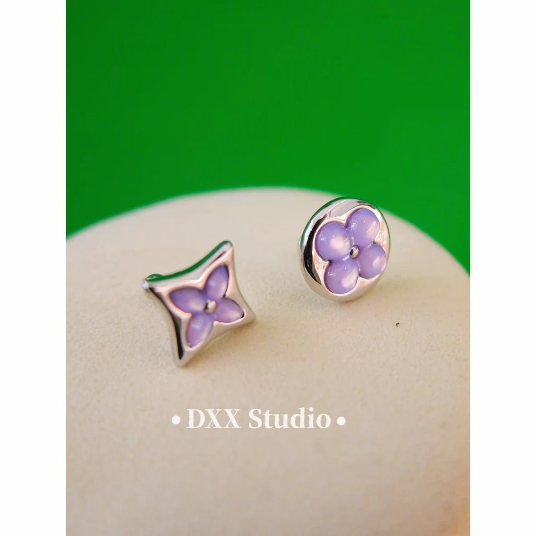 铜合金锆石耳饰 小众设计紫色AB款ins耳饰47893