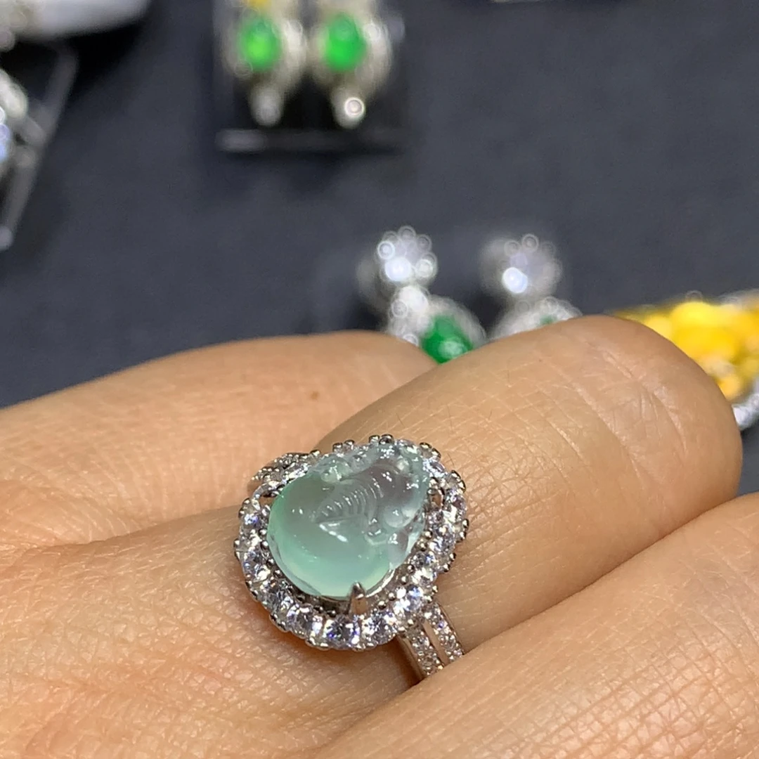 定制翡翠银S925镶嵌时尚买断不退