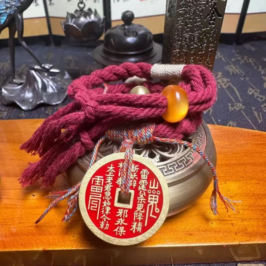 观内直发手工制作正宗山花钱黄铜中式挂件/吊坠山鬼铜钱吊坠精美