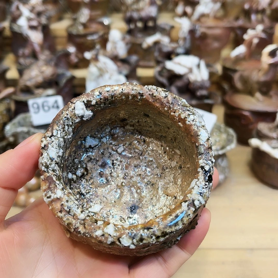 瓶柴烧石头手捏复烧杯