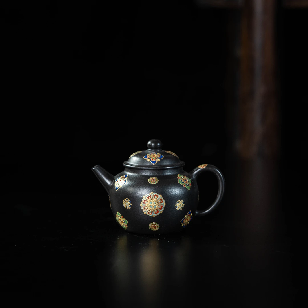 【合仲】皮球花笠帽 宝相皮球花纹150cc 家用紫砂茶壶