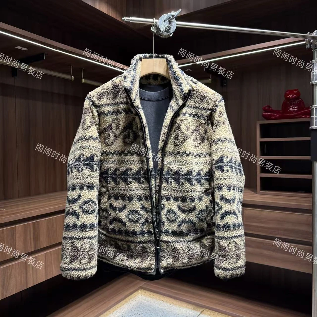 1470-1冬季新款复古费尔岛摇粒绒设计休闲加绒加厚棉服保暖夹克