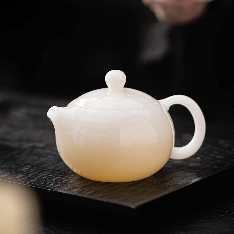 曾记窑冰种玉瓷西施壶陶瓷手工茶壶单壶可提可旋转功夫泡茶壶茶具