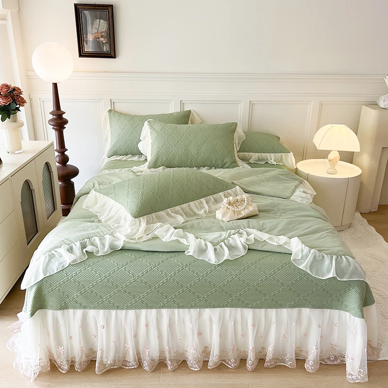 新款A类简约海洋丝奥德利夏被加厚柔软绗缝凉席四件套被套妈妈