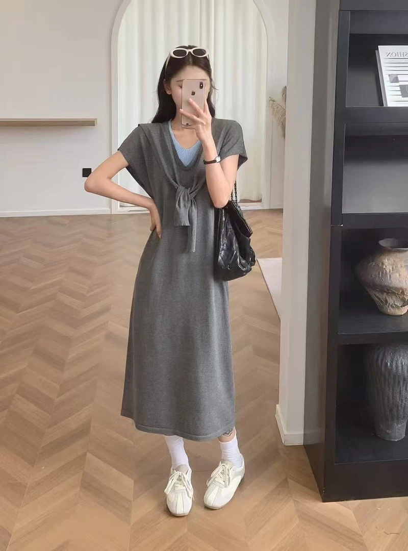 801-925（相对应編碼下单）新款夏季重工拼接时尚气质针织连衣裙