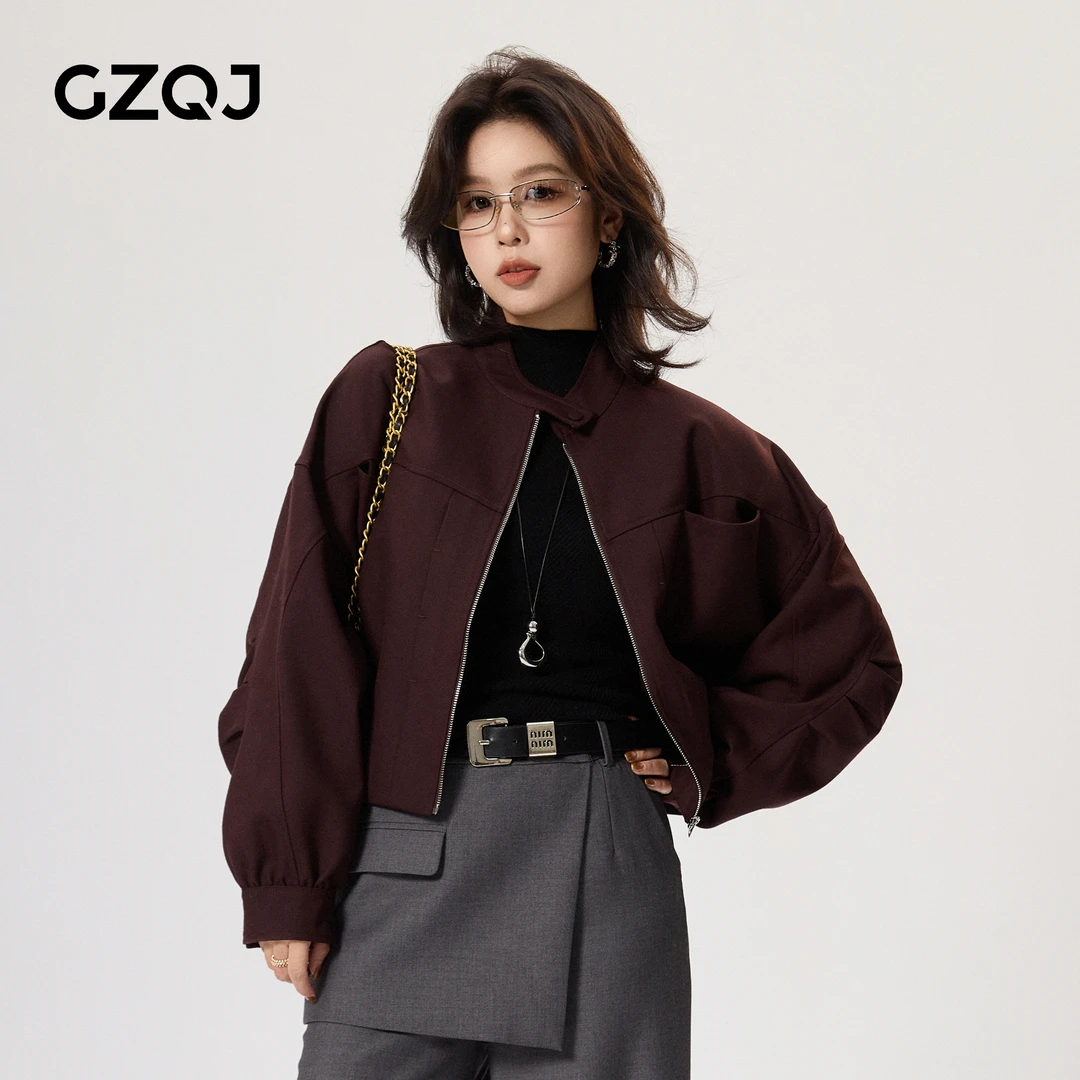 老琴私服【时髦博物馆】可露丽时尚休闲立领拉链外套女秋季新款6214