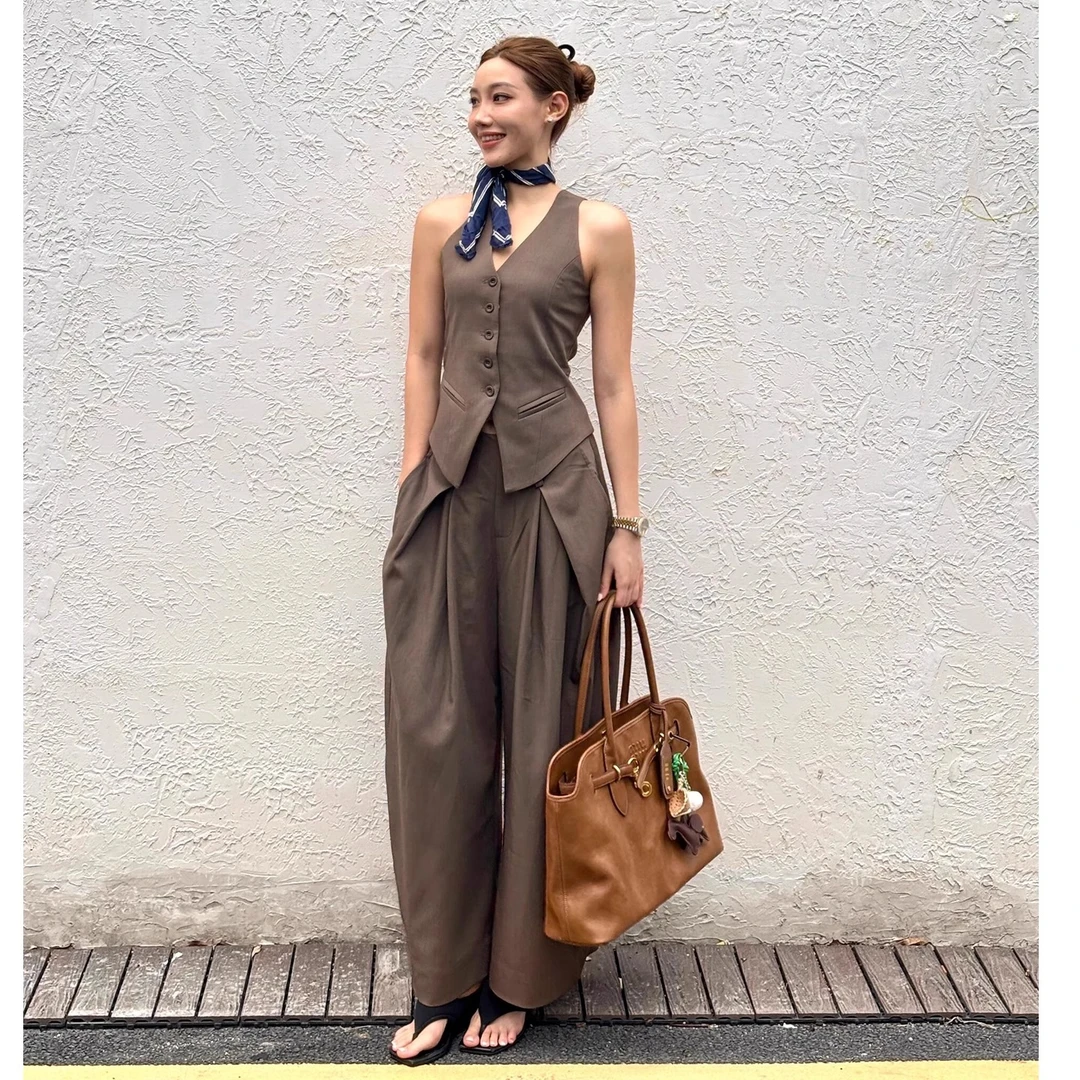 高级法式马甲西装套装女2025夏季气质收腰显瘦上衣长裤辣妹两件套