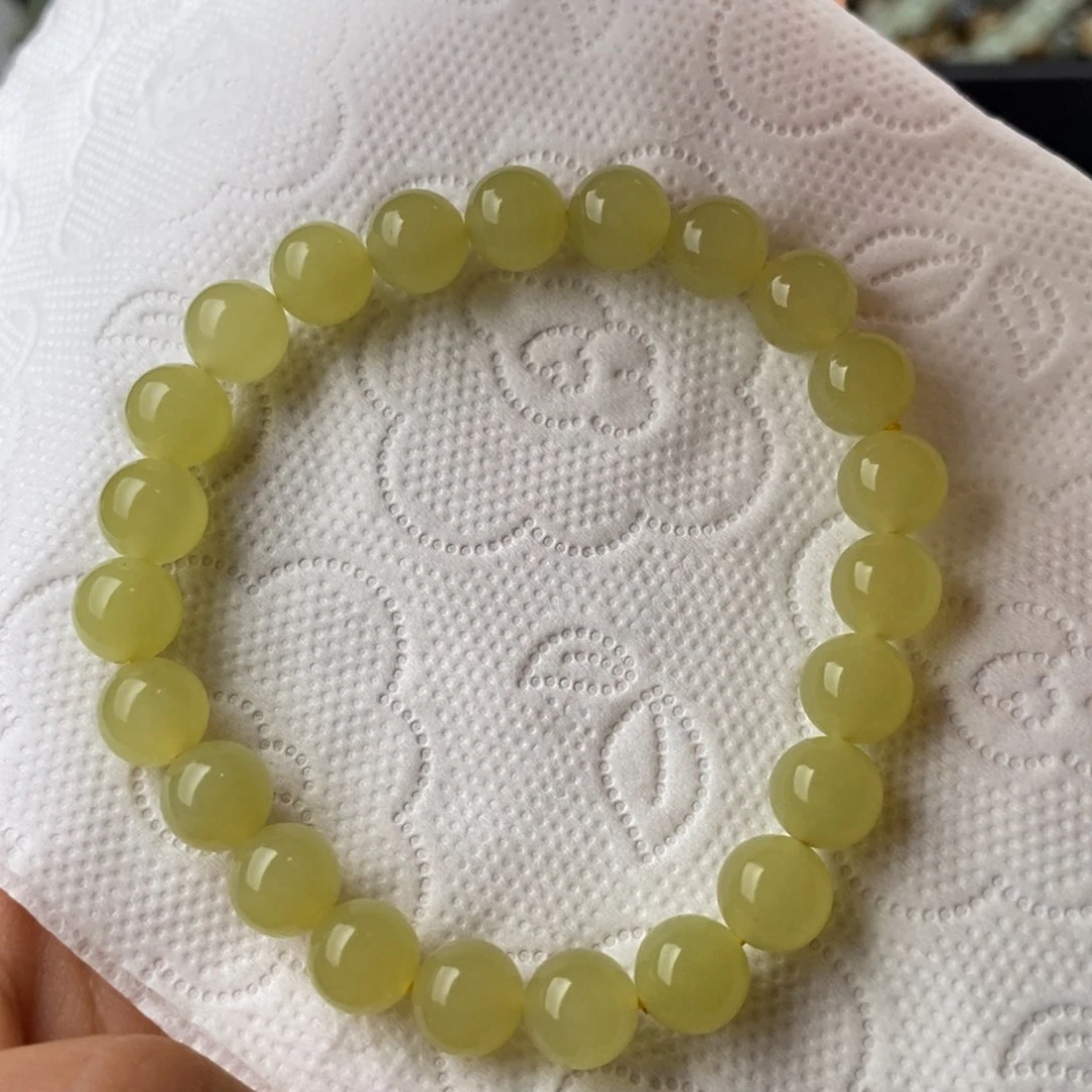 手串未镶嵌和田玉鸡油黄手串8mm