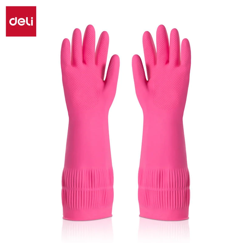 得力得心LQ622防滑洗碗手套耐油防水劳保家务加长清洁手套