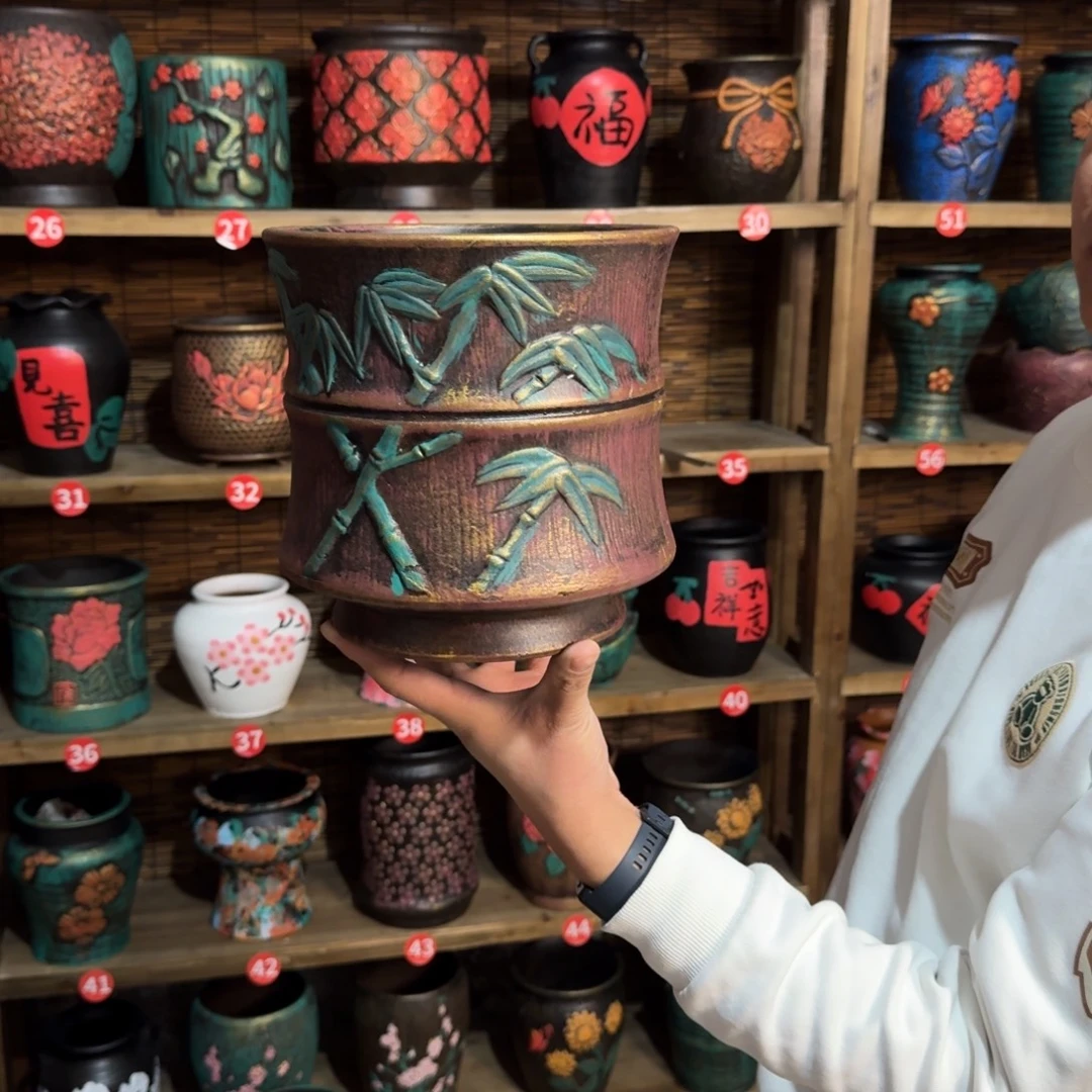 带孔高端浮雕花盆炸炸炸炸