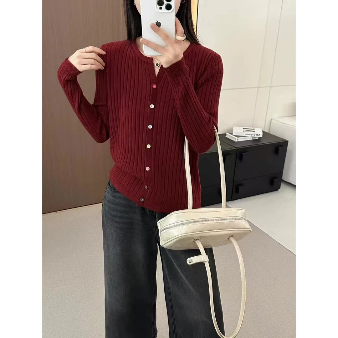 2025早秋新款韩系修身显瘦设计感套头针织长袖毛衣#B11【衣长58】