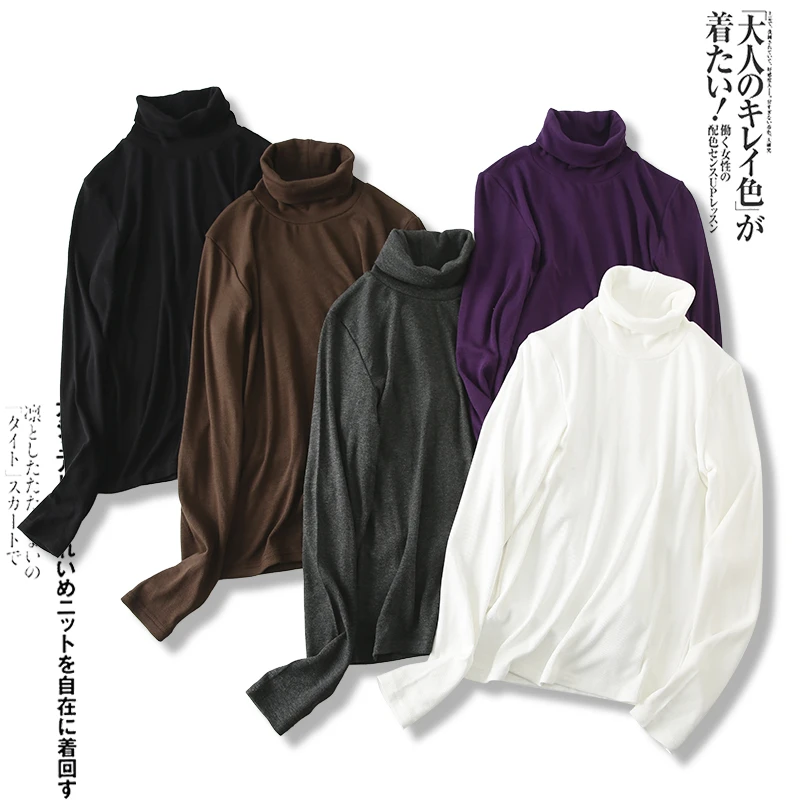 特 人手十件！内里磨毛 可翻高领打底衫 W8471 女装 v5001