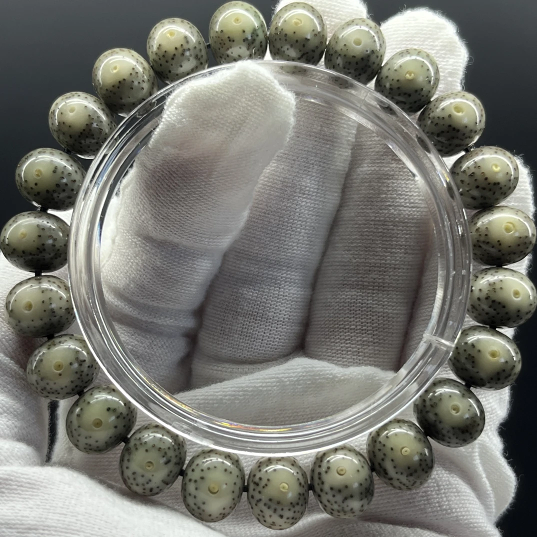 石玉料冰糖玉化正月留白11x9苹果珠，原生态星月菩提一物一图