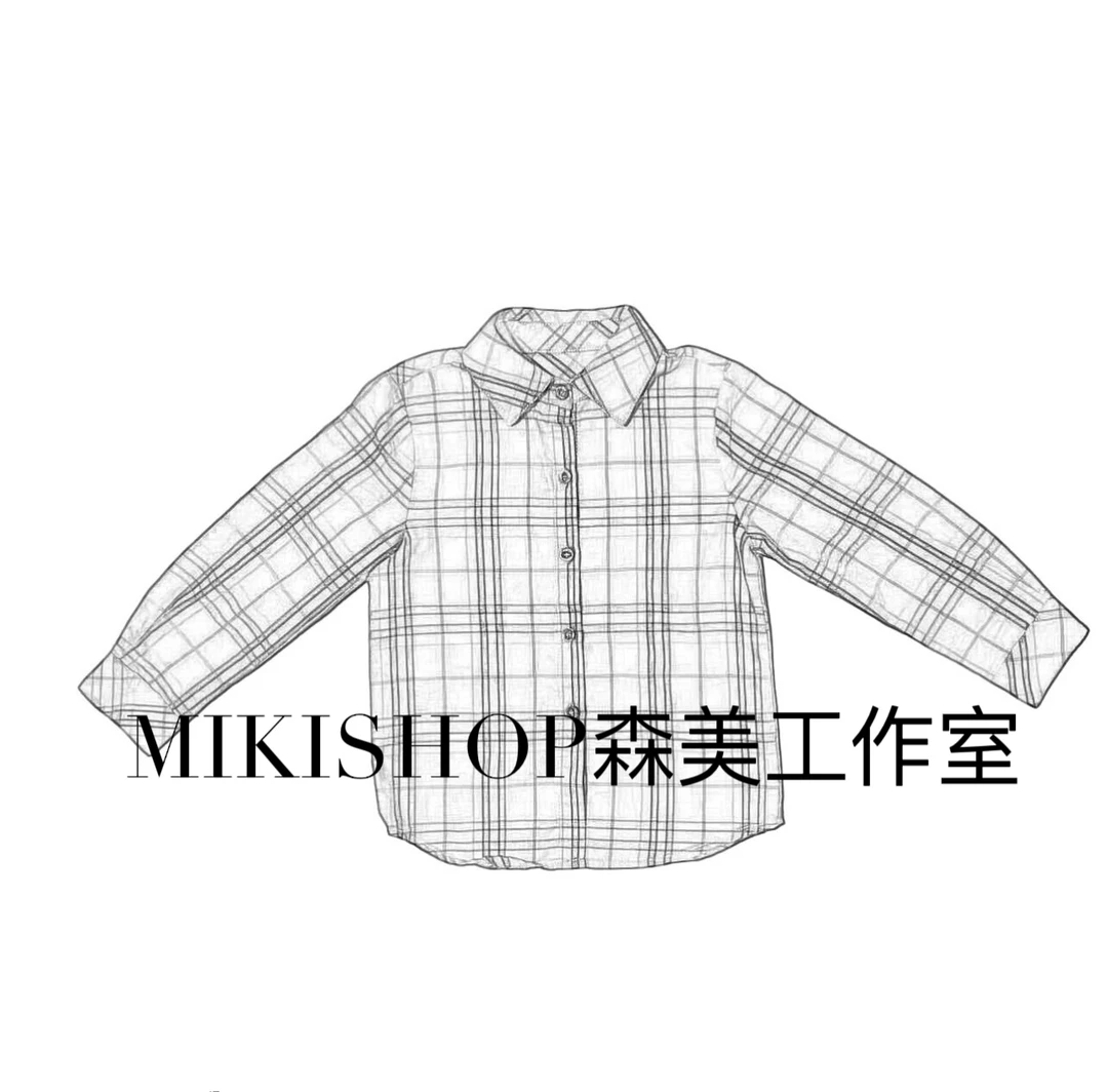 猪小菜 2025男女儿童春秋格纹衬衫