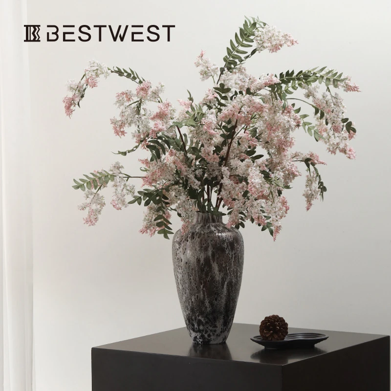 Best west 槐花仿真花假花摆设陈列装饰花艺插花轻奢高端拍摄道具