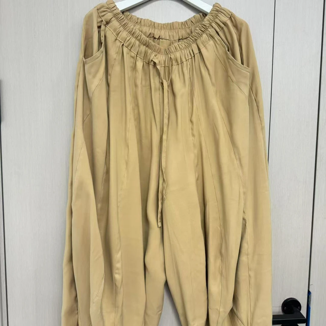 【沐木流浪记】卡其休闲铜氨丝南瓜裤女裤子Z