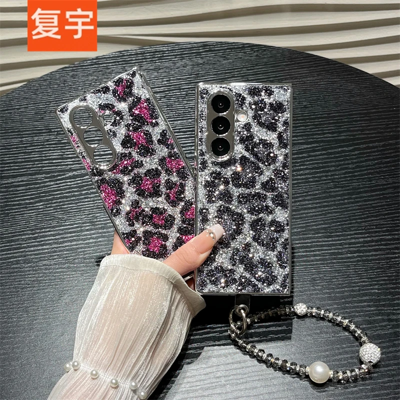 立体闪钻豹纹适用三星zfold7/6/5手机壳w26折叠屏w24防摔保护套女