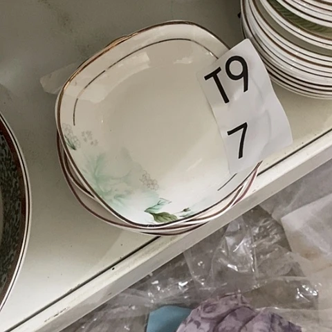 瓷五个味碟t97绿花