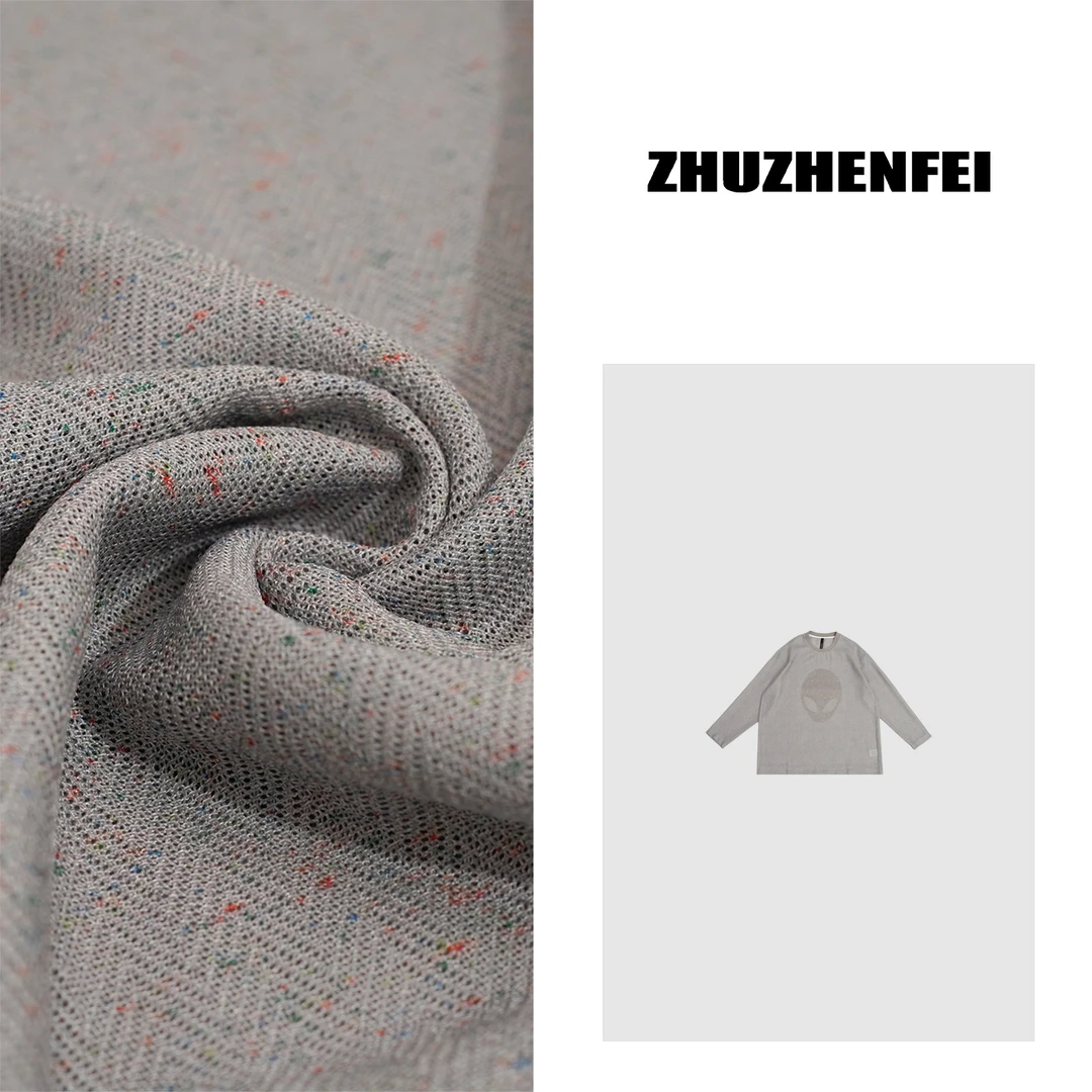 ZHUZHENFEI【散步】灰色圆领百搭显瘦外星人头长袖T恤Z351123