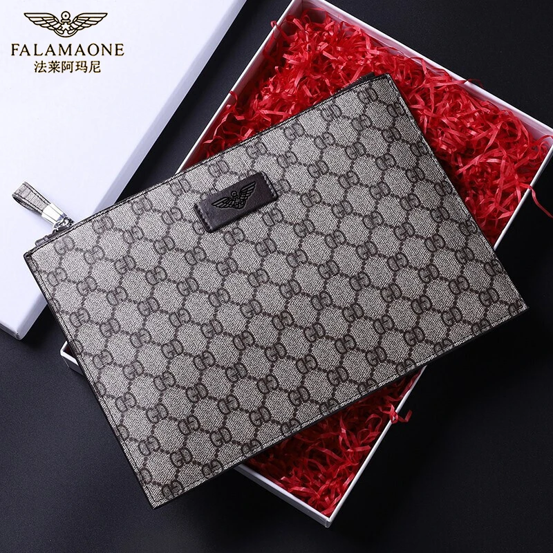法莱阿玛尼男士流苏撞色长款高档时尚男士手包手拿包韩版长款钱包