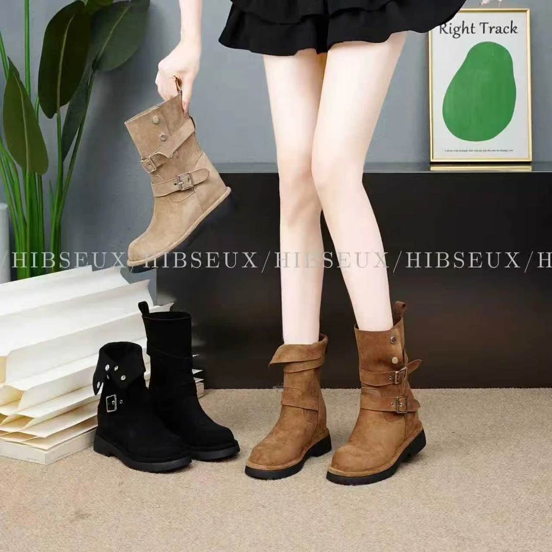 【云熹家】秋季2025新款内增高流行英伦复古马丁靴休闲短筒靴881109