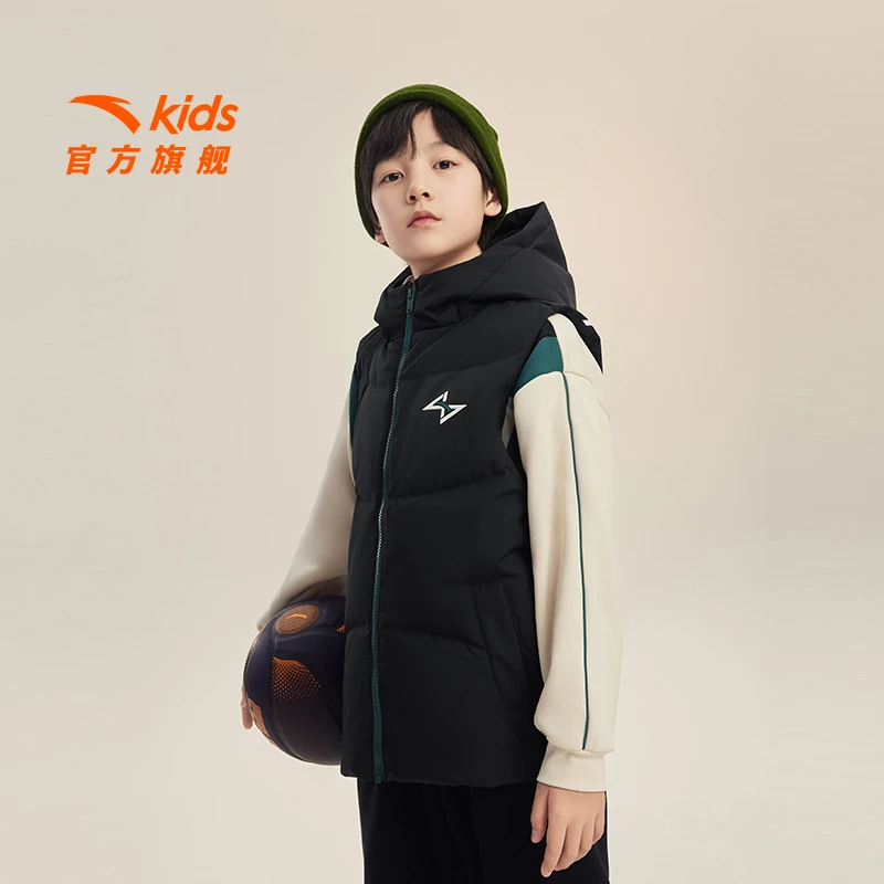 安踏儿童男大童羽绒马甲舒适保暖青少年御寒羽绒马甲/352441901