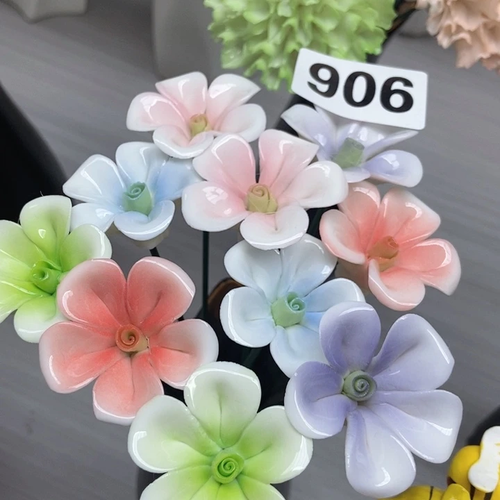 摆件手工制作陶瓷花10朵卷心花