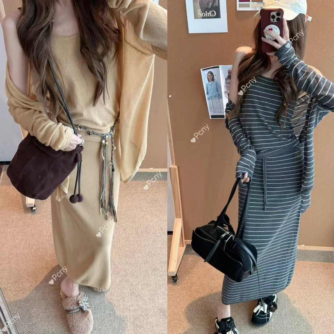 PCNY「亚麻慵懒风三件套」不理理冬季新款女装时尚休闲套装