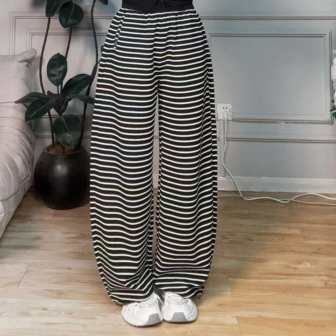 【一品dao】两穿条纹弯刀裤