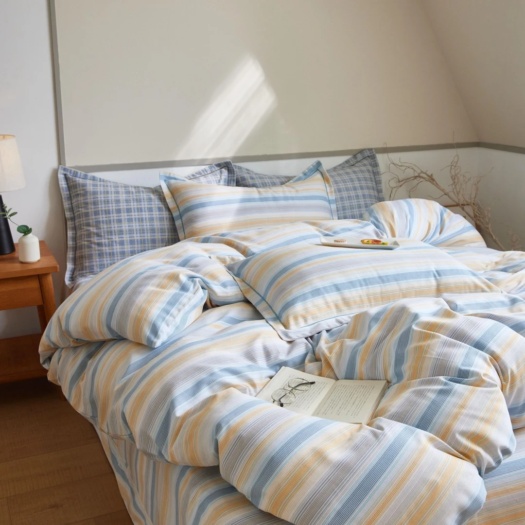 MJN专卖店同款 活性印染全棉磨毛印花小号床单 D-007 爱意条满-桔