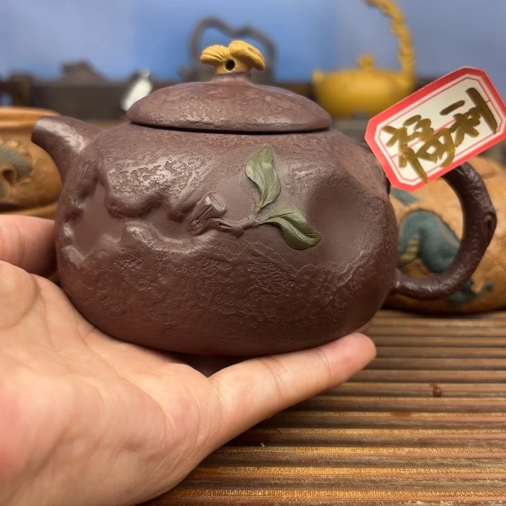 茶壶紫砂枯木逢春原矿老紫泥300c