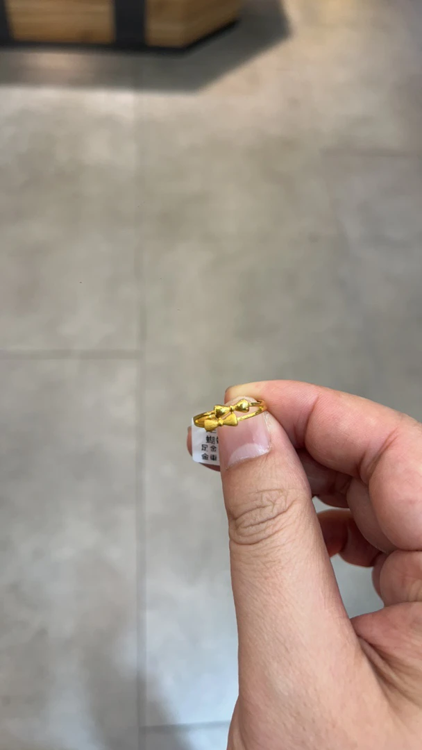 足金999蝴蝶结戒指活口