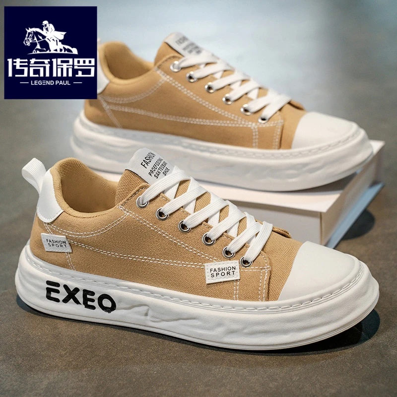 传奇保罗正版帆布鞋男秋季防滑休闲板鞋中学生潮流百搭大头鞋秋季