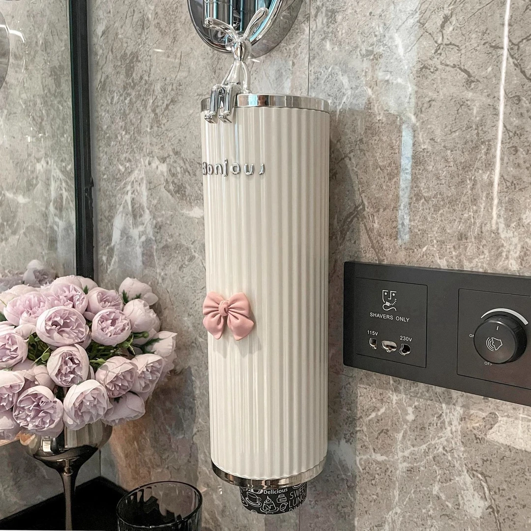 免打孔一次性杯子取杯器纸杯桶杯架纸杯收纳储物盒防尘置物架子