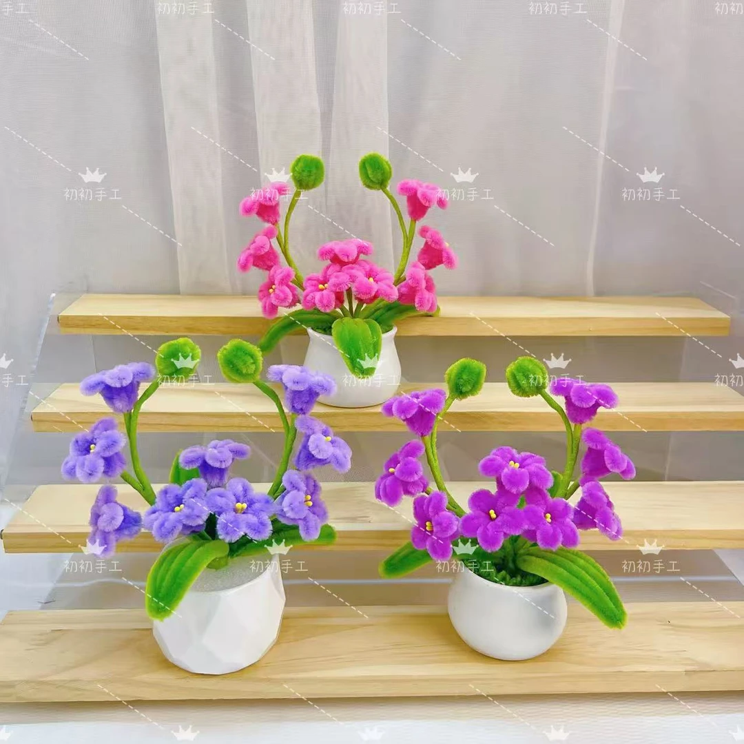 加密扭扭棒盛开铃兰花小盆栽材料包（非成品）