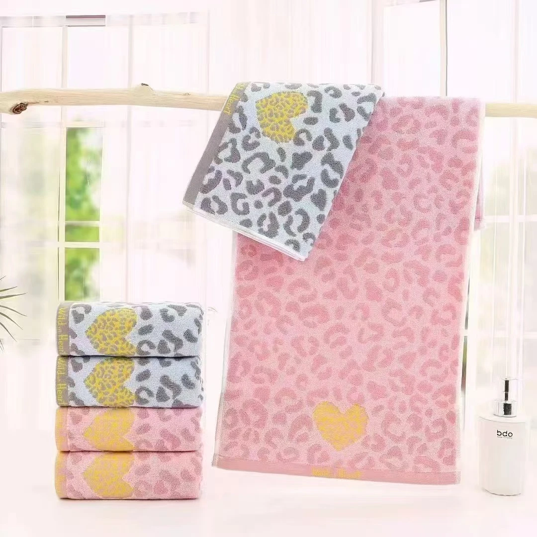 豹纹高档成人加厚纯棉情侣家用柔软吸水洗脸洗澡毛巾