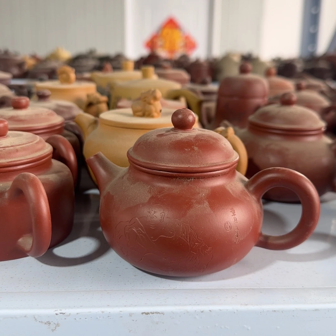 紫砂茶壶朱泥大肚佛容天