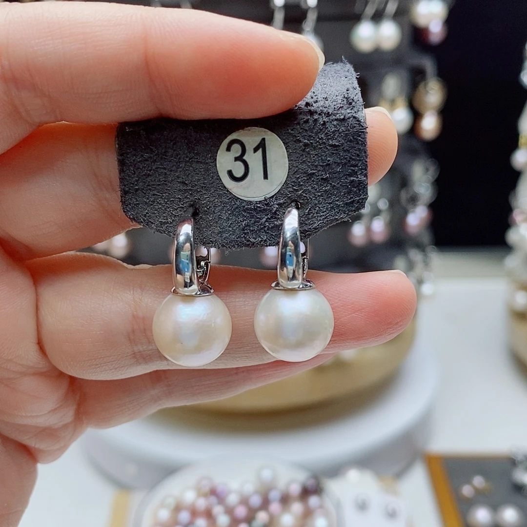 银S925镶嵌耳饰淡水珍珠