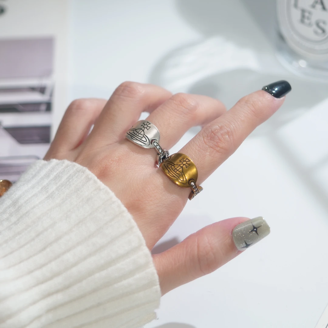 铜合金合成锆石戒指 04391大淇原创复古风古铜色星球镂空开口戒指