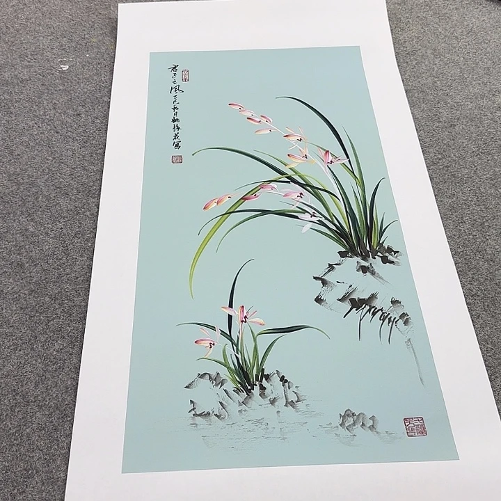 国画国画立体兰花作品