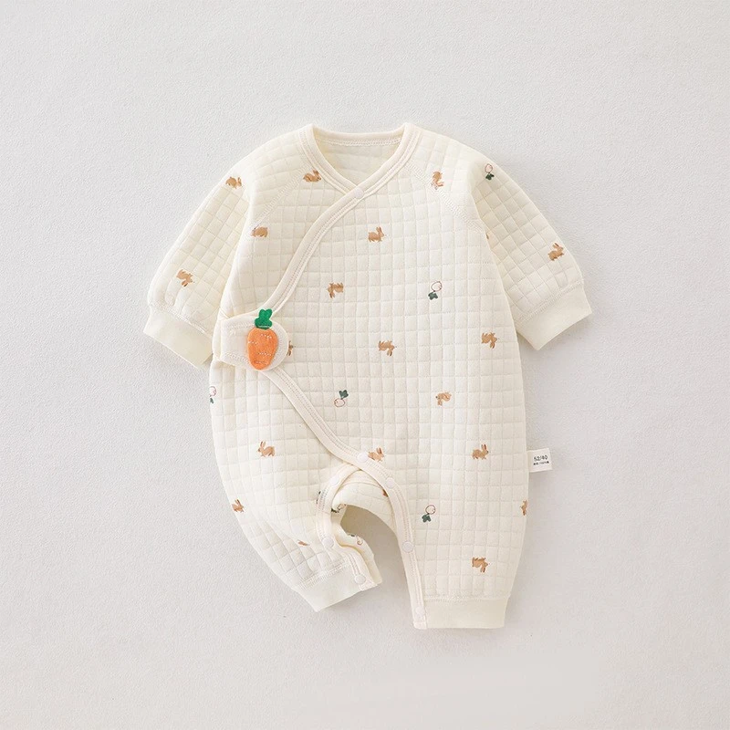 新生婴儿连体衣服保暖夹棉秋冬加厚初生儿和尚婴儿衣服秋冬款宝宝