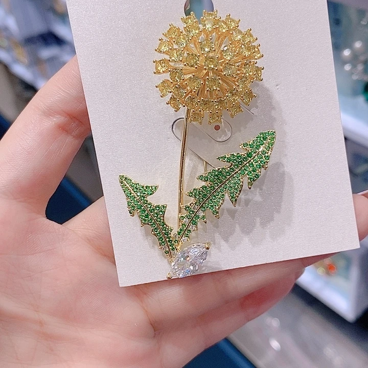 锆石铜合金向日葵胸针