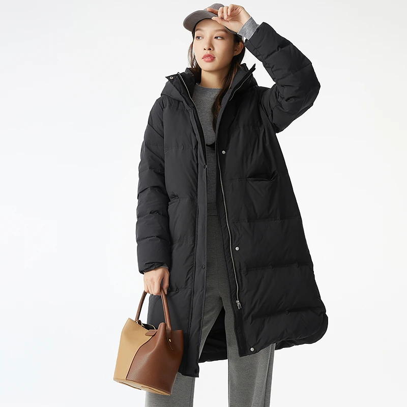 布景女2025年冬季新品中长款休闲通勤羽绒服BW44RR0153