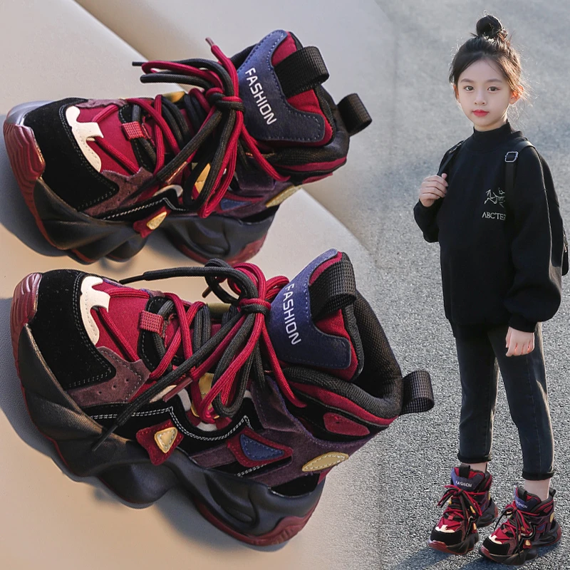 女童高帮运动鞋2025新款秋冬儿童轻便鞋子软底中大童老爹公主跑步