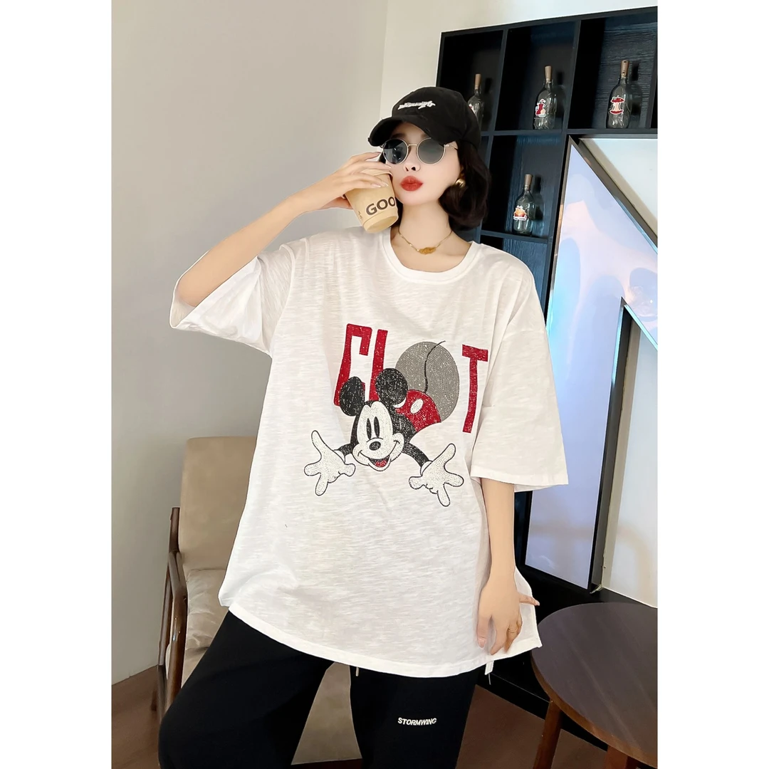 8061宽松卡通减龄设计感小众chic短袖T恤女夏季新款美式洋气上衣