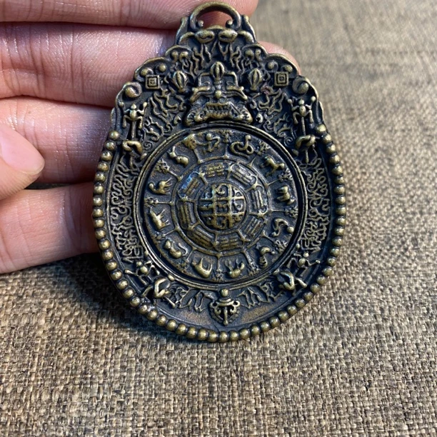 藏传纯铜老胎九宫牌挂牌