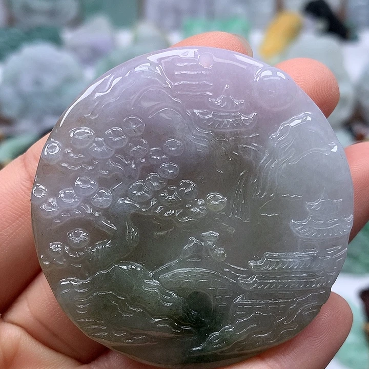 翡翠未镶嵌颈饰山水福利