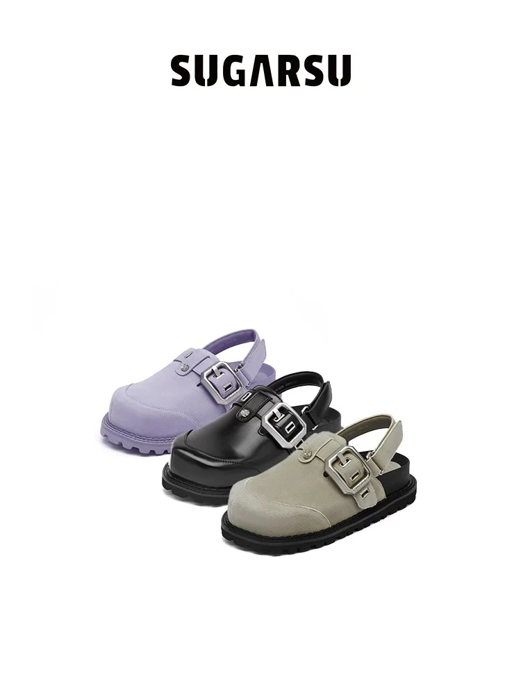 SugarSu/酥履【景致】夏季新款时尚休闲厚底包头勃肯鞋2411240003