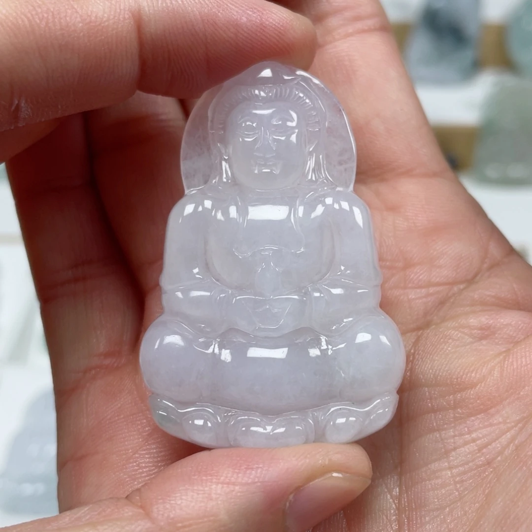 翡翠颈饰未镶嵌天然翡翠A货观音70号